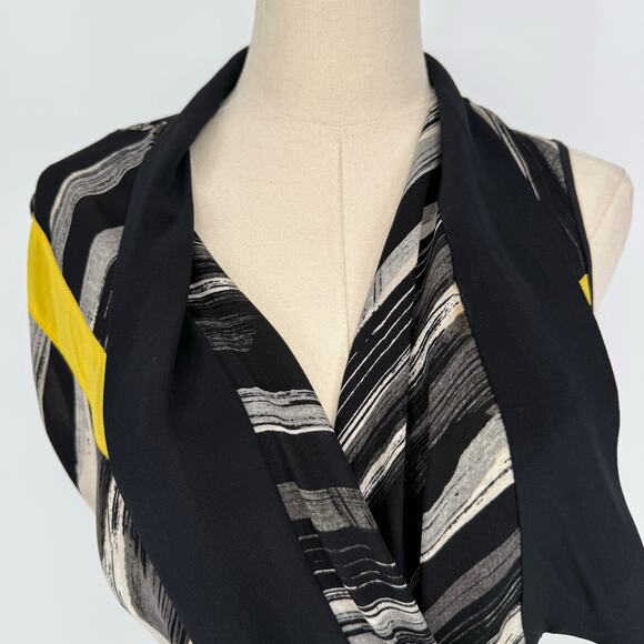 Vintage Y2K BCBGMaxazria Runway Geometric Print Asymmetrical Wrap Top, Size XS - Picture 5 of 8